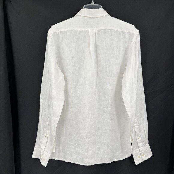 BR Banana Republic Men's Collared‎ Linen Shirt White Large Summer - Picture 6 of 8